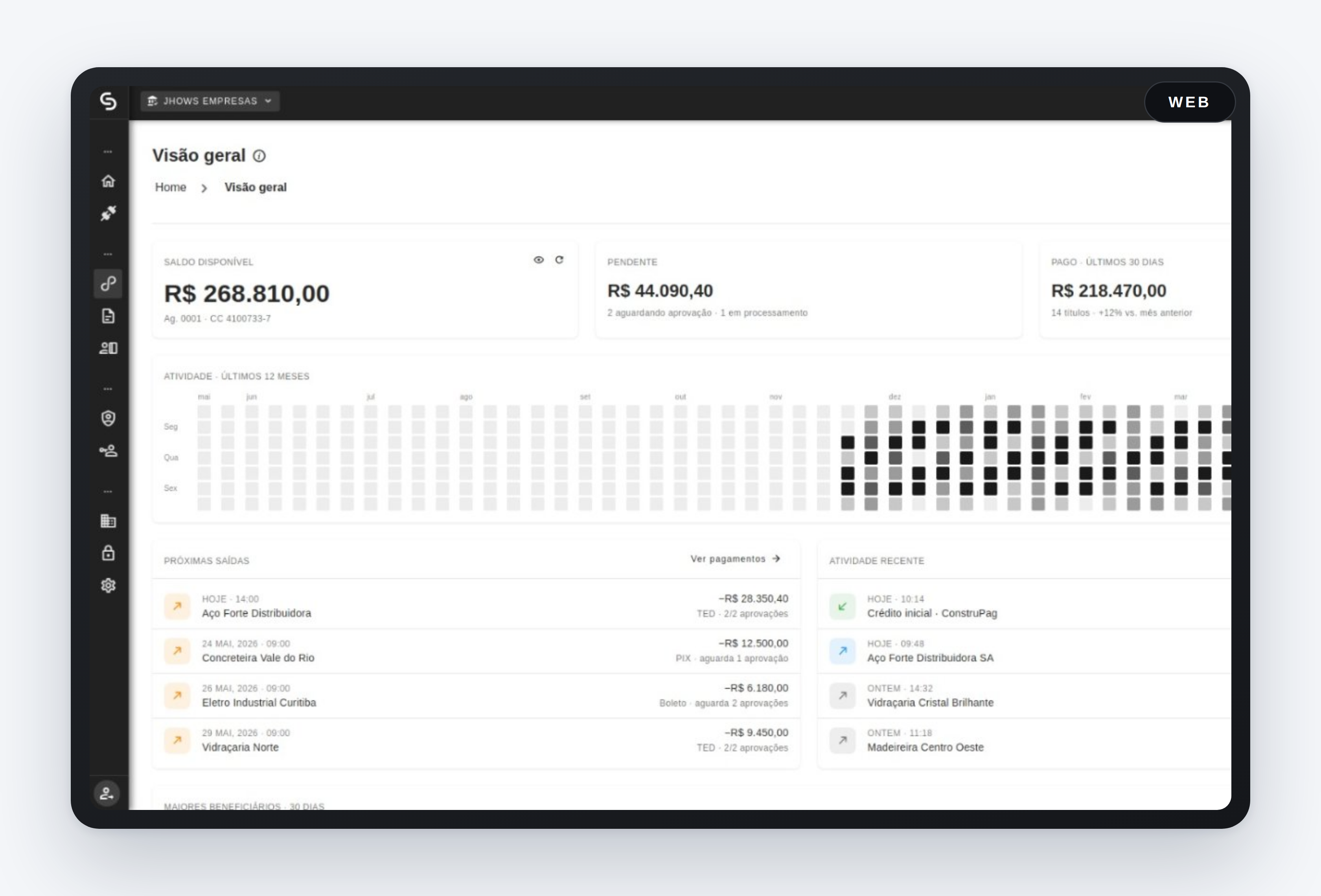 Tela do produto no desktop — ConstruPag